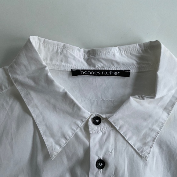 Hannes Roether Avant Garde Shirt 2XL White Button Up Cotton Crinkle Thin Summer - Picture 3 of 11
